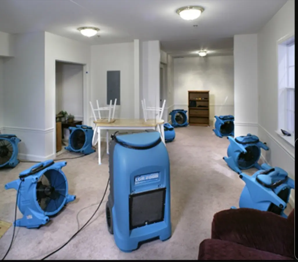 Air movers and dehumidifier setup for Water Damage Restoration in Fort Scott